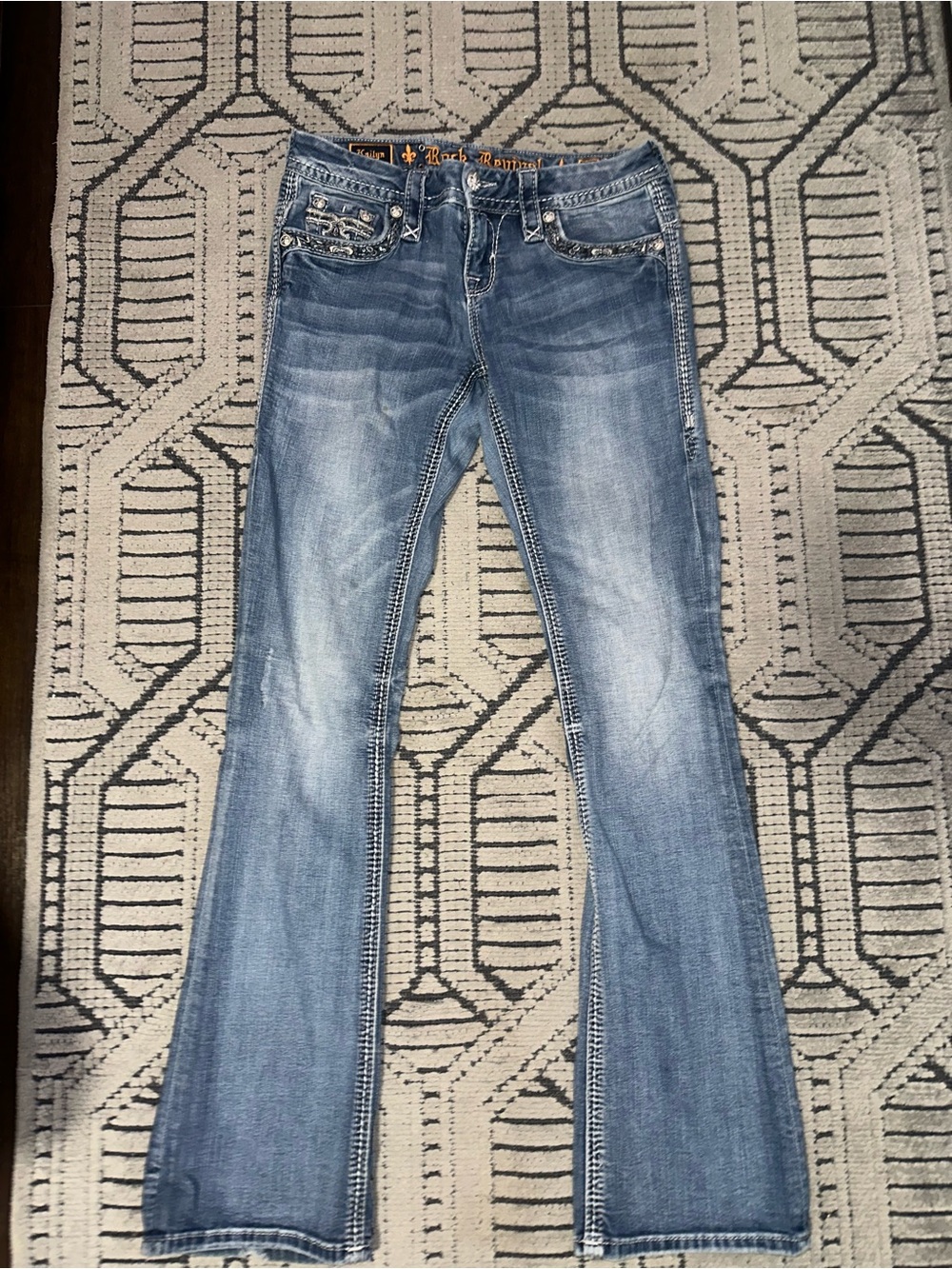 Rock Revival Women's Light Wash Bootcut Jeans with Distressed Detailing